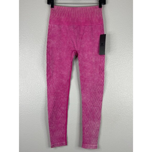 Mono B Pants - Mono B Women Small Pink Julia Athletic Legging Textured Casual Workout